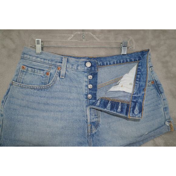 Levi’s 501 High Rise Cutoff Shorts W32 Light Wash Denim Raw Hem Distressed VTG - Picture 4 of 6